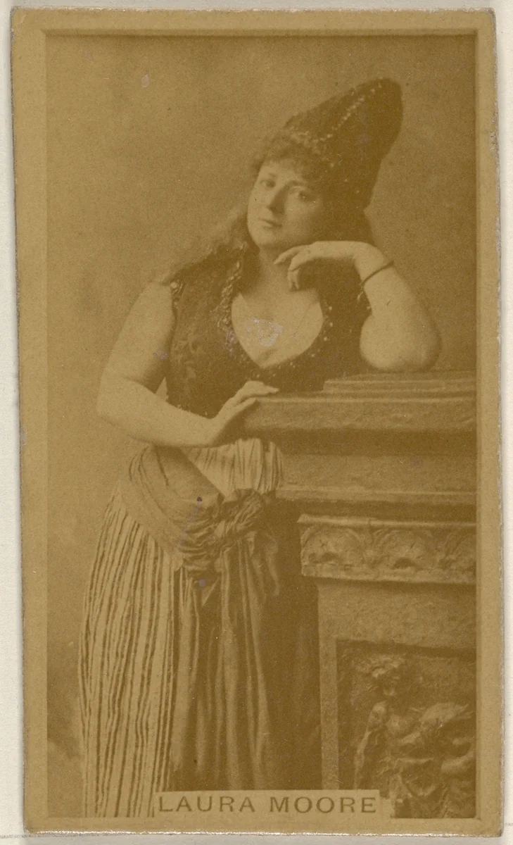 Laura Moore, from the Actors and Actresses series (N45, Type 8) for Virginia Brights Cigarettes by Allen & Ginter, photograph, 1885-1891