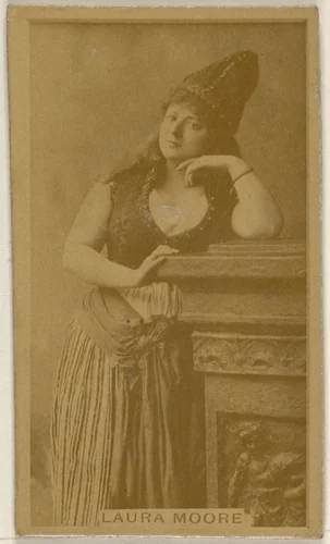 Laura Moore, from the Actors and Actresses series (N45, Type 8) for Virginia Brights Cigarettes by Allen & Ginter, photograph, 1885-1891