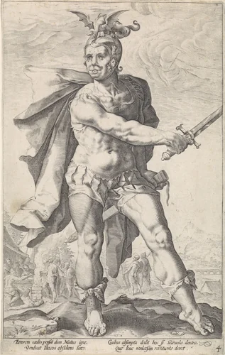 Mucius Scaevola by anonymous, print, 1645-1706