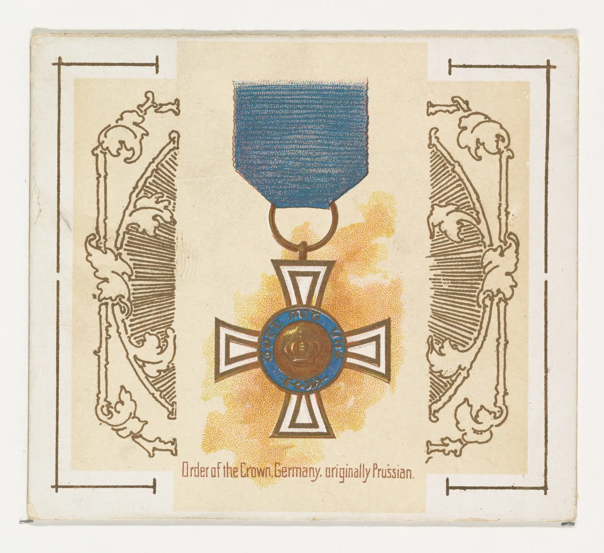 Order of the Crown, Germany, originally Prussian, from the World's Decorations series (N44) for Allen & Ginter Cigarettes by Allen & Ginter, print, 1890