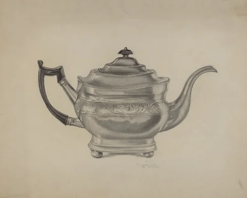 Teapot by Douglas Cox, index of american design, 1938