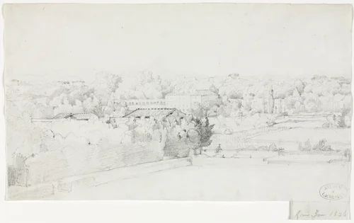 View of the Villa Borghese and its Orangerie from the Villa Medici by Frederic Bourgeois de Mercey, drawing, 1826