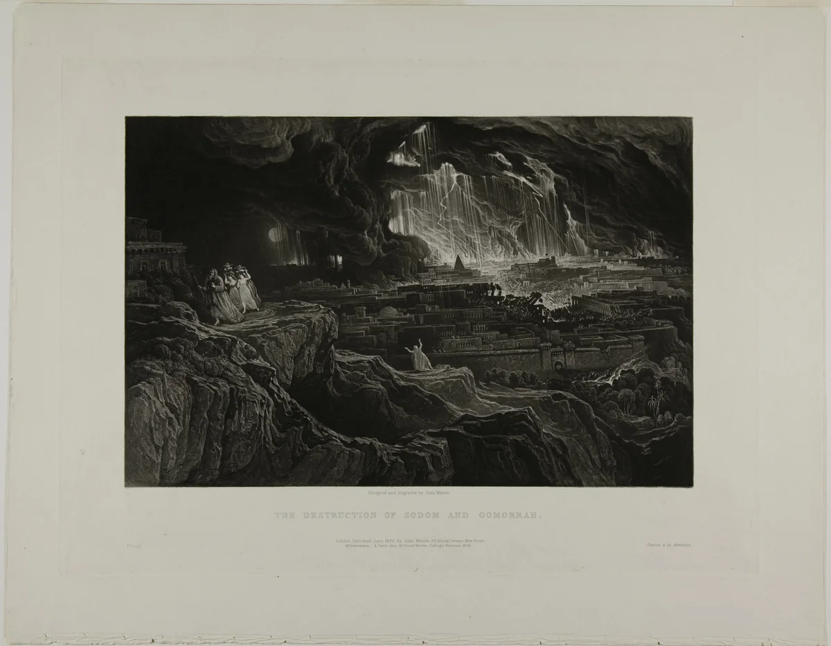 The Destruction of Sodom and Gomorrah, from Illustrations of the Bible by John Martin, print, 1832