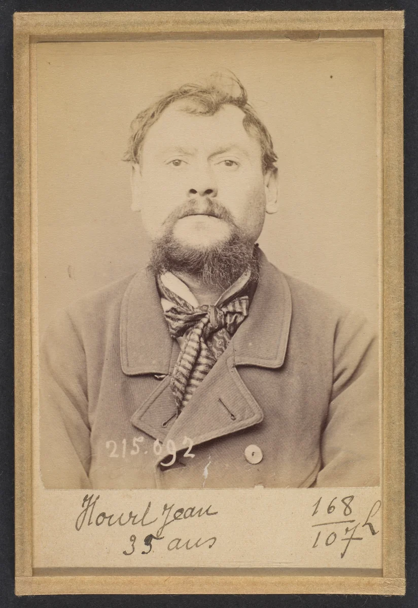 Hourt. Jean. 34 (ou 35) ans, né à Reims (Marne). Menuisier. Anarchiste. 4/3/94. by Alphonse Bertillon, photograph, 1894