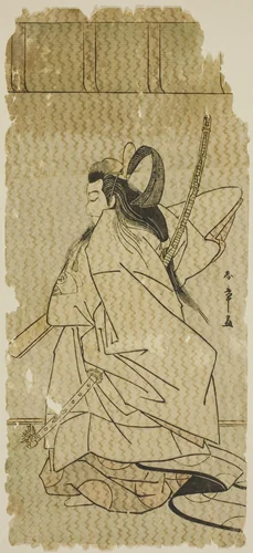 The Actor Onoe Matsusuke I as Prince Takanori in the play "Kaeribana Eiyu Taiheiki," performed at the Nakamura Theater in the eleventh month, 1779 by Katsukawa Shunsho (勝川 春章), print, 1774-1784