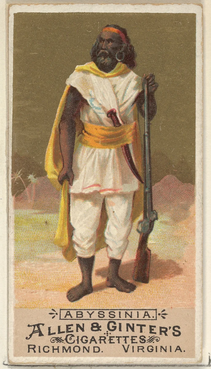 Abyssinia, from the Natives in Costume series (N16) for Allen & Ginter Cigarettes Brands by Allen & Ginter, print, 1886
