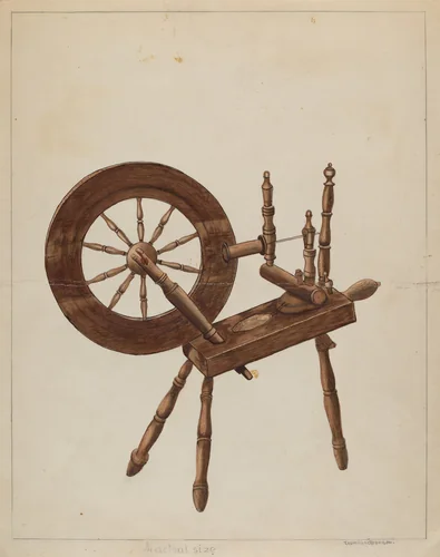 Spinning Wheel by Ludmilla Calderon, index of american design, 1935-1942