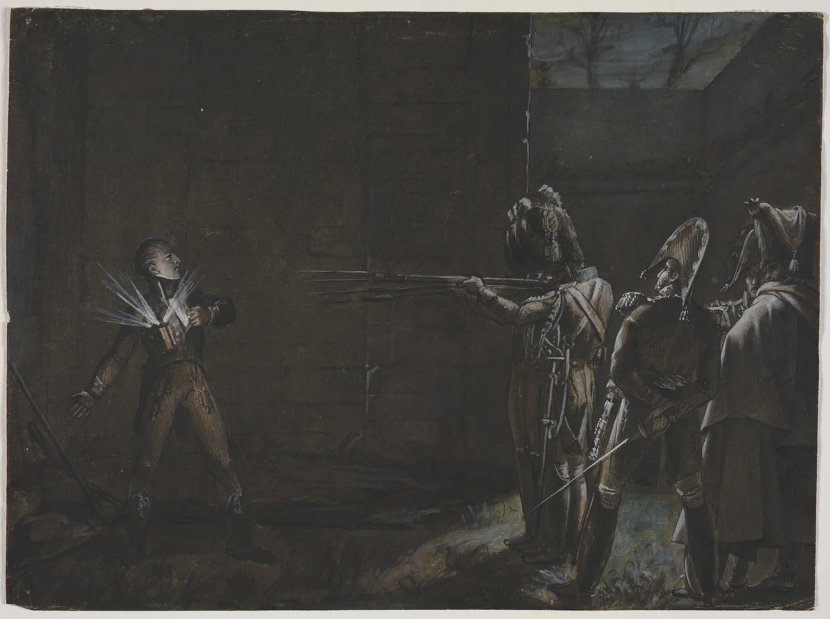 Execution of the Duke d'Enghien, 21 March 1804 by anonymous, drawing, 1865-1875