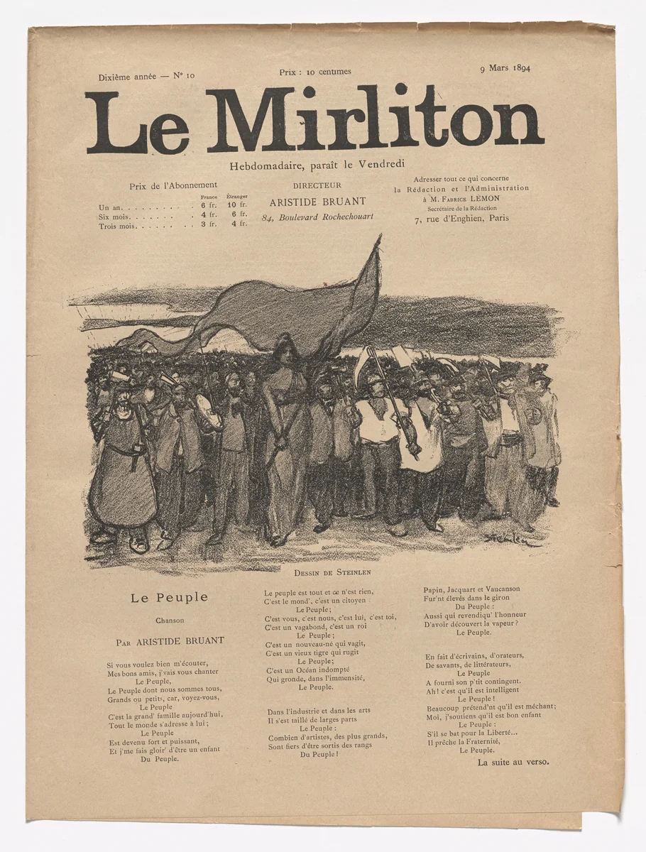 Le Mirliton, no. 10 by Théophile-Alexandre Steinlen, periodical, 1894