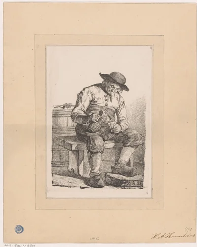 Man met kruik en glas by Willem Albertus Haanebrink, print, 1809-1840