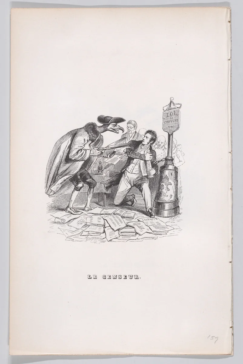 The Censor, from "The Complete Works of Béranger" by J. J. Grandville, print, 1836