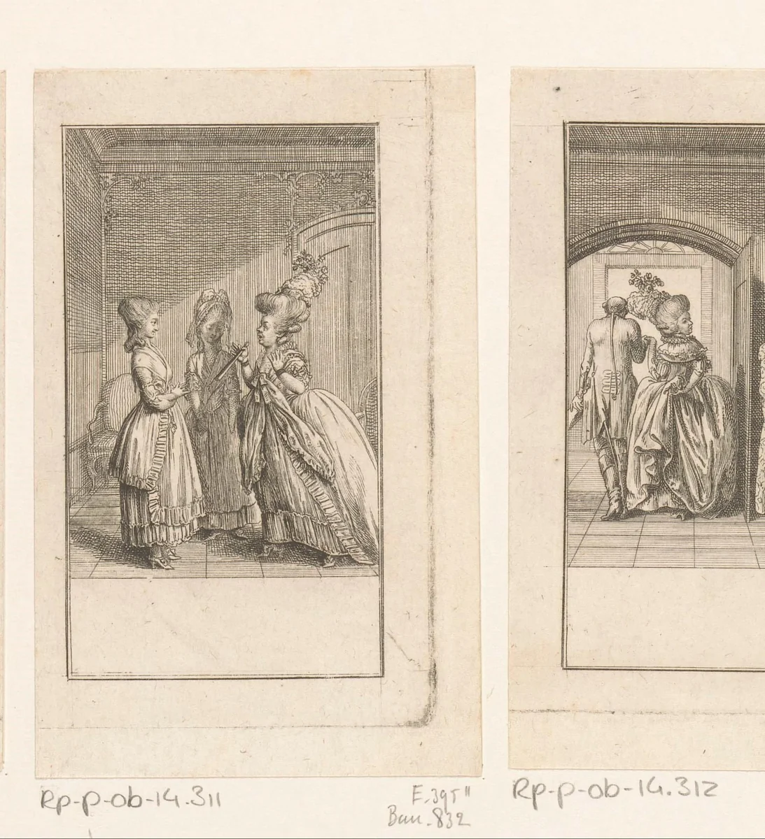 Frau von Schmerling ruziet met dienstmeid Luise over het aantal kommen bij het diner by Daniel Nikolaus Chodowiecki, print, 1781