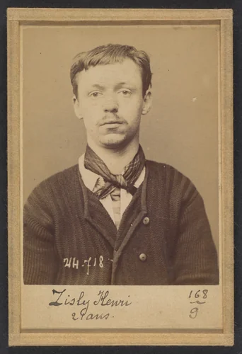 Zisly. Henri, Gabriel. 21 ans, né à Paris IVe. Employé de commerce. Anarchiste. 26/2/94. by Alphonse Bertillon, photograph, 1894