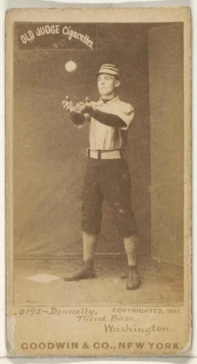 James B. "Jim" Donnelly, 3rd Base, Washington Nationals, from the Old Judge series (N172) for Old Judge Cigarettes by Goodwin & Company, photograph, 1887