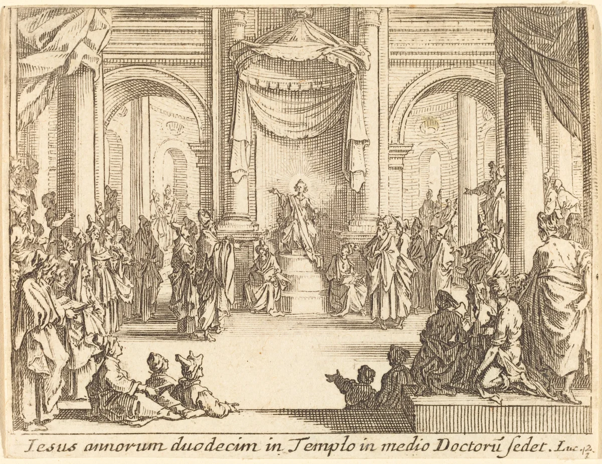 Christ Disputing with the Doctors by Jacques Callot, print, 1635