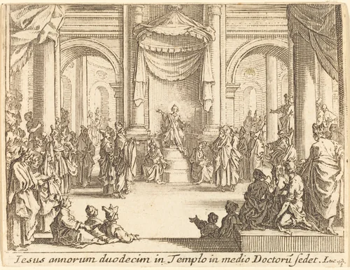 Christ Disputing with the Doctors by Jacques Callot, print, 1635