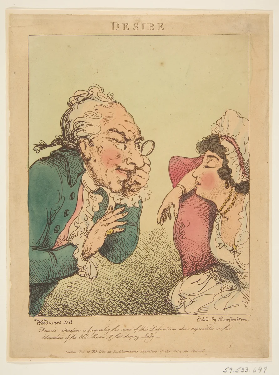 Desire (Le Brun Travested, or Caricatures of the Passions) by Thomas Rowlandson, print, 1800