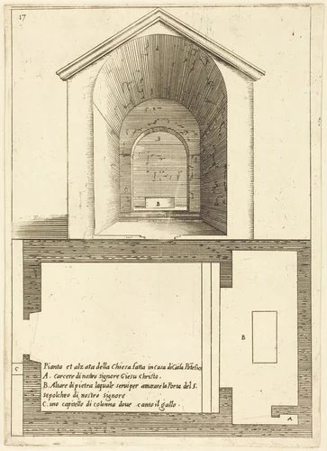Plan and Elevation of the Church near the House of Caiaphas by Jacques Callot, print, 1619