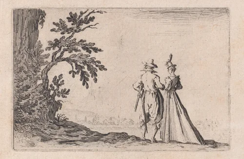 La Promenade (The Walk), from "Les Caprices" Series B, The Nancy Set by Jacques Callot, print, 1617-1620