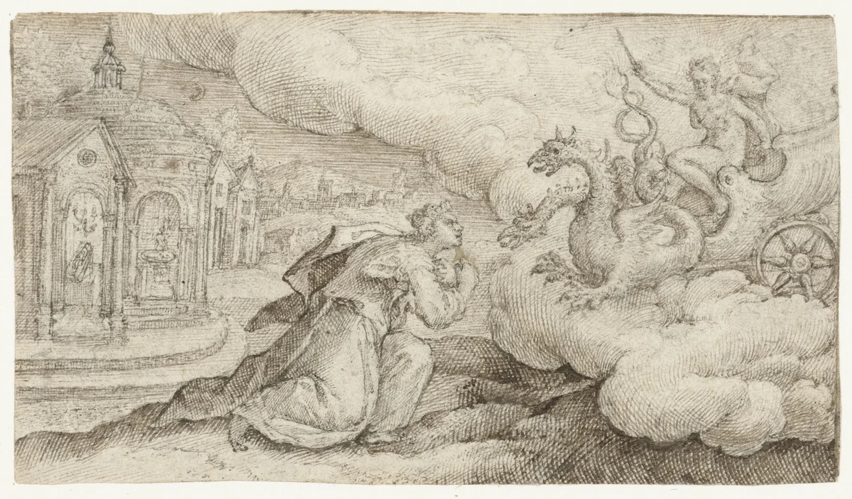 Jason van de dood gered door toverij van Medea by Crispijn van de Passe, drawing, 1575-1602