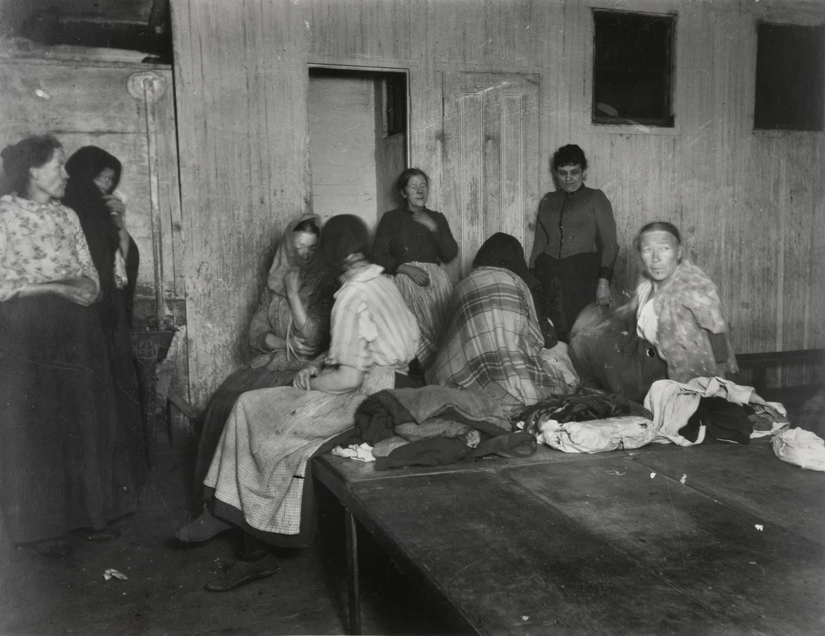 Women in Elizabeth Police Street Station by Jacob August Riis, photograph, 1890