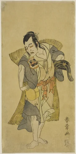 The Actor Nakamura Utaemon I as Kudo Suketsune Disguised as a Beggar in the Play Soga Moyo Aigo no Wakamatsu, Performed at the Nakamura Theater in the First Month, 1769 by Katsukawa Shunsho (勝川 春章), print, 1764-1774