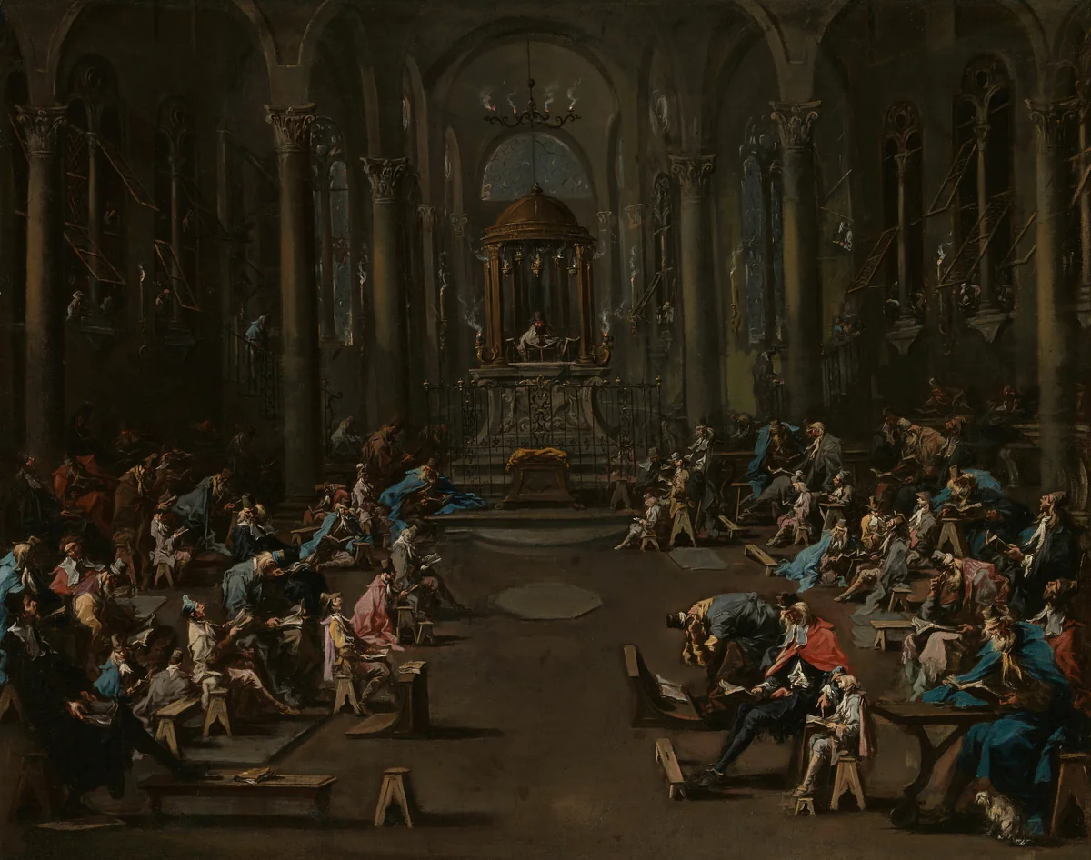 The Synagogue by Alessandro Magnasco, painting, 1725-1735