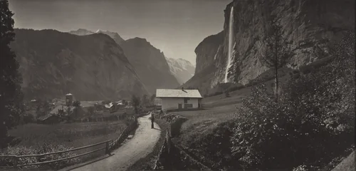 Valley of Lauterbrunnen, Switzerland (from the album Charbons de Braun- vues prises avec l'objectif panoramique mobile, 1868) by Adolphe Braun, photograph, 1863-1873