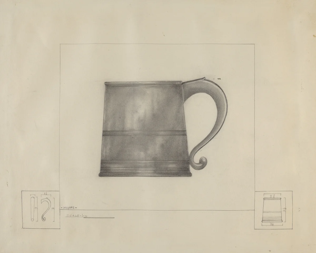 Pewter Mug by Henry Meyers, index of american design, 1935-1942