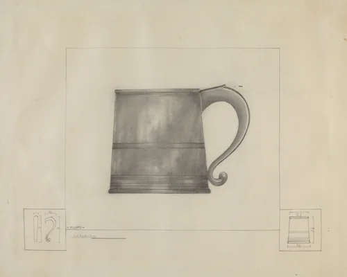 Pewter Mug by Henry Meyers, index of american design, 1935-1942