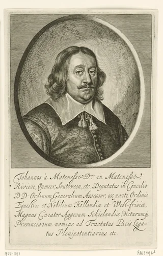 Portret Johan van Mathenesse by Pieter de Bailliu, print, 1623-1660
