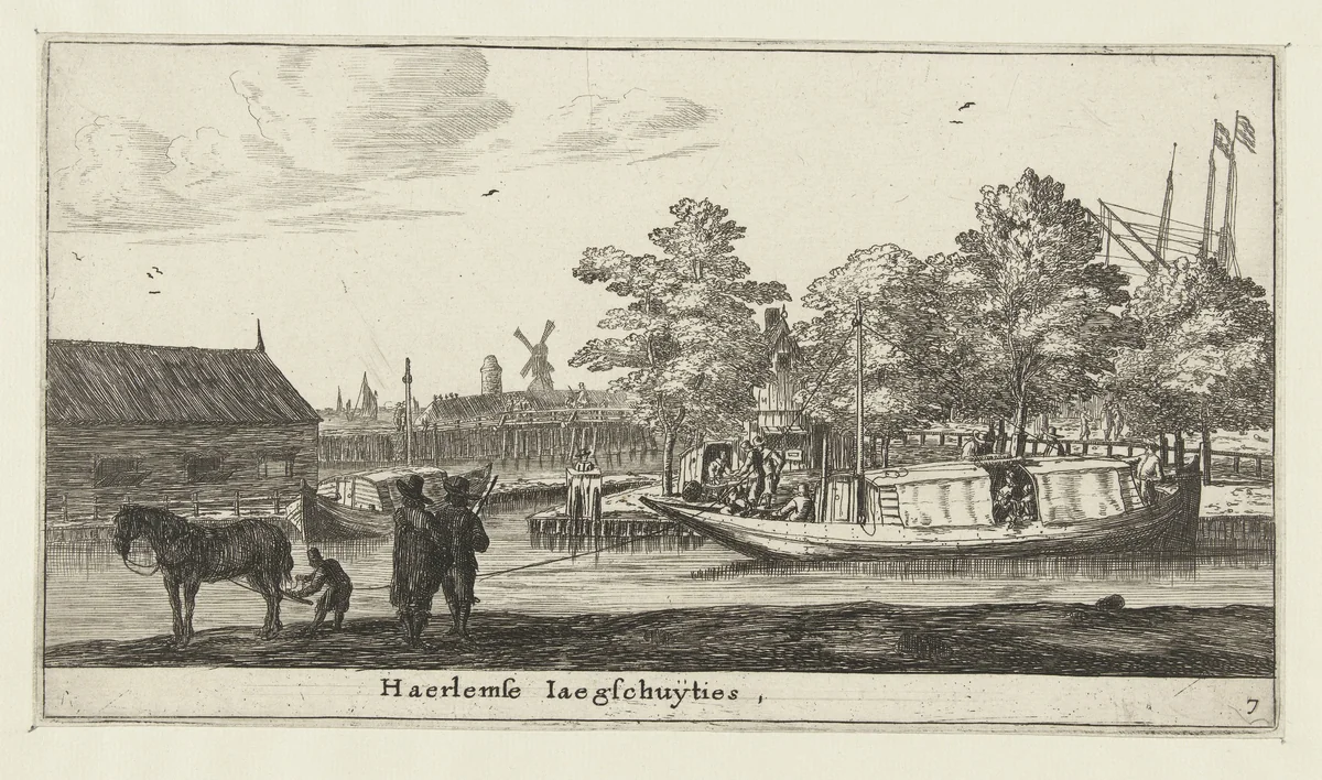 Trekschuit naar Haarlem by Reinier Nooms, print, 1652-1654