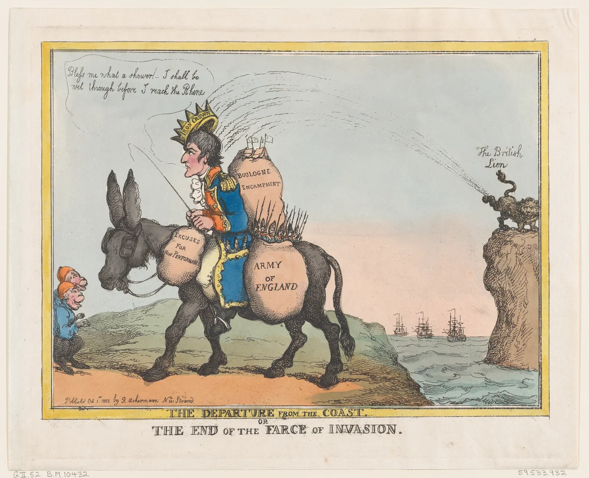The Departure from the Coast, or the End of the Farce of Invasion by Thomas Rowlandson, print, 1805