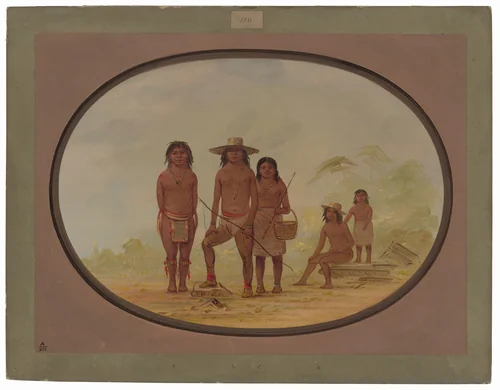 Five Maya Indians by George Catlin, painting, 1855-1869