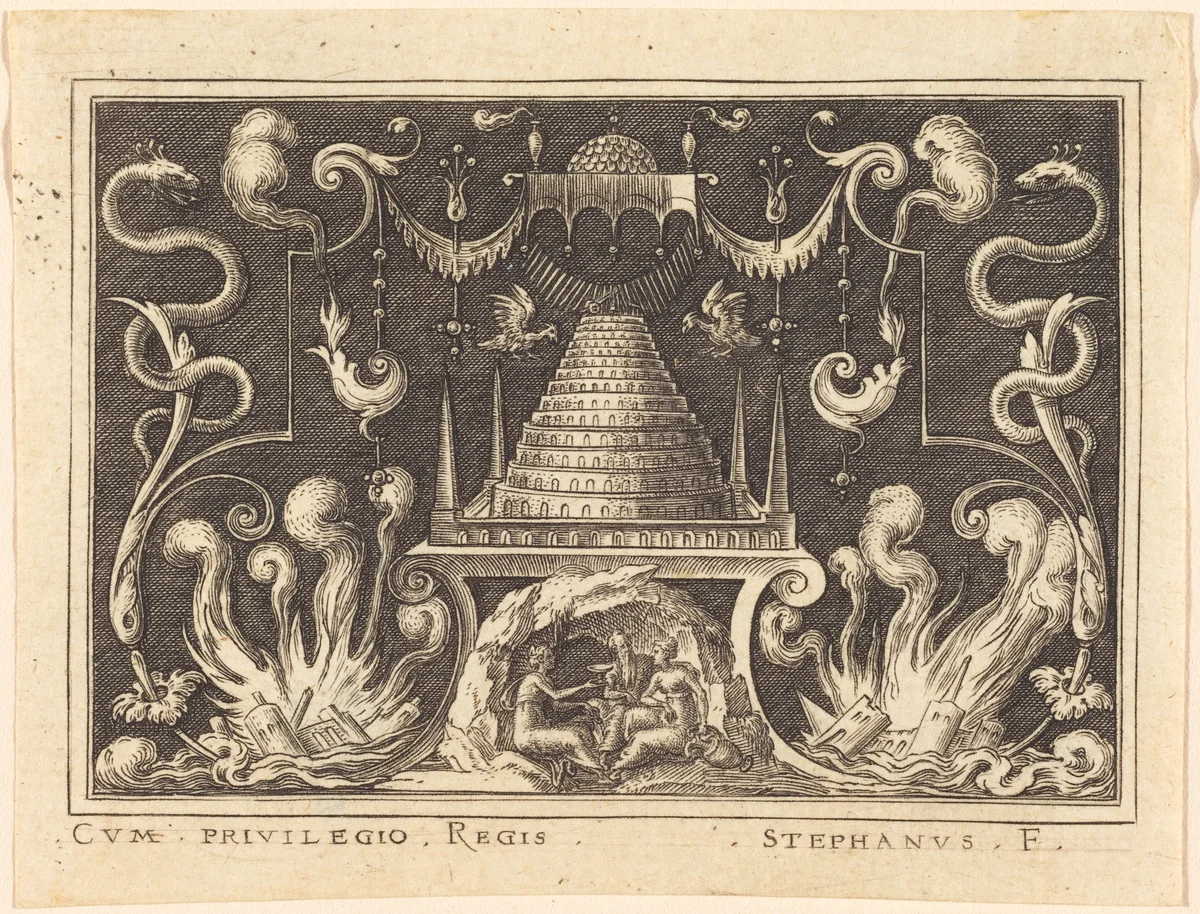Incest of Loth by Etienne Delaune, print, 1519-1583