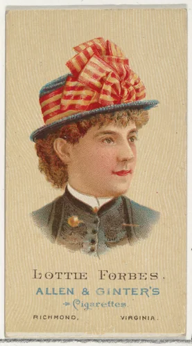 Lottie Forbes, from World's Beauties, Series 2 (N27) for Allen & Ginter Cigarettes by Allen & Ginter, print, 1888