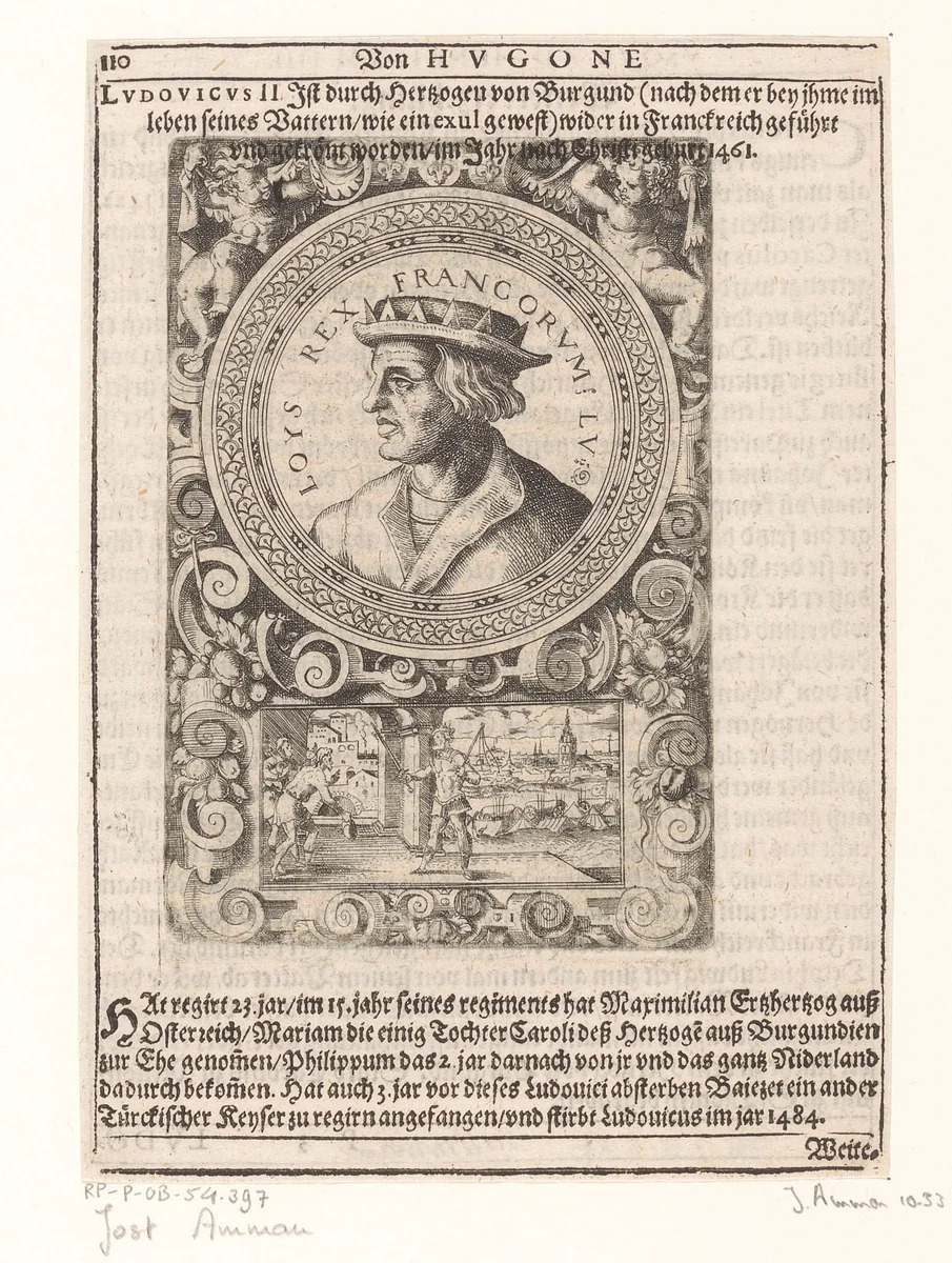 Portret van Lodewijk XI, koning van Frankrijk by Jost Amman, print, 1598