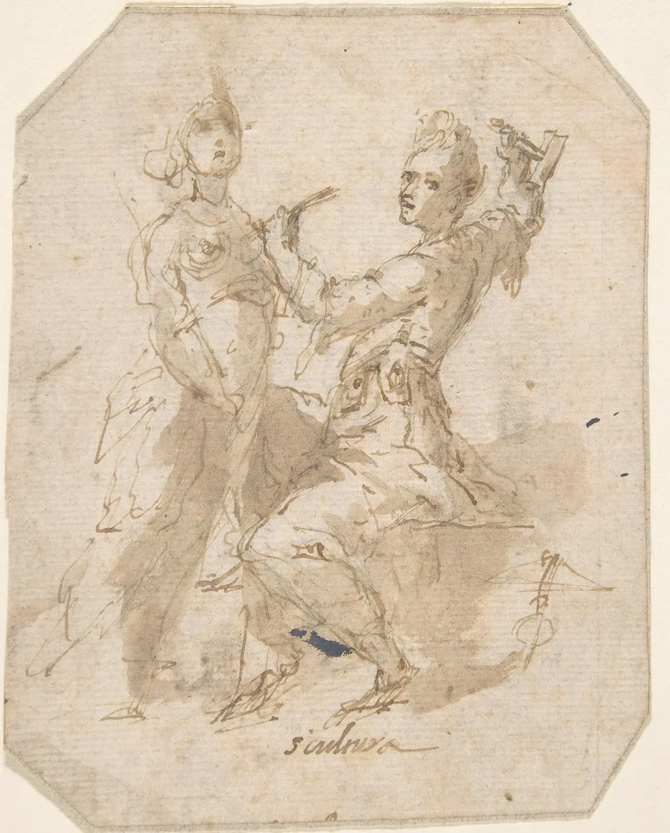 Pygmalion and Galatea by anonymous, drawing, 1600-1700