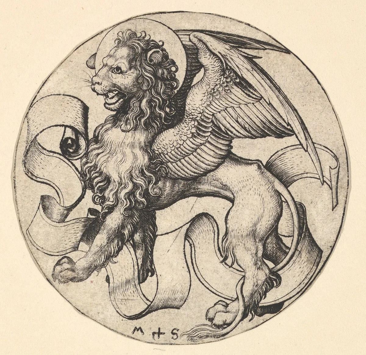 The Lion of Saint Mark by Martin Schongauer, print, 1470-1491