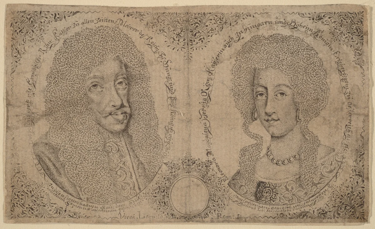 Leopold I and Eleanor of Austria by Johann Michael Püchler, print, 1600-1699