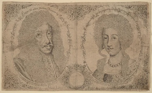 Leopold I and Eleanor of Austria by Johann Michael Püchler, print, 1600-1699