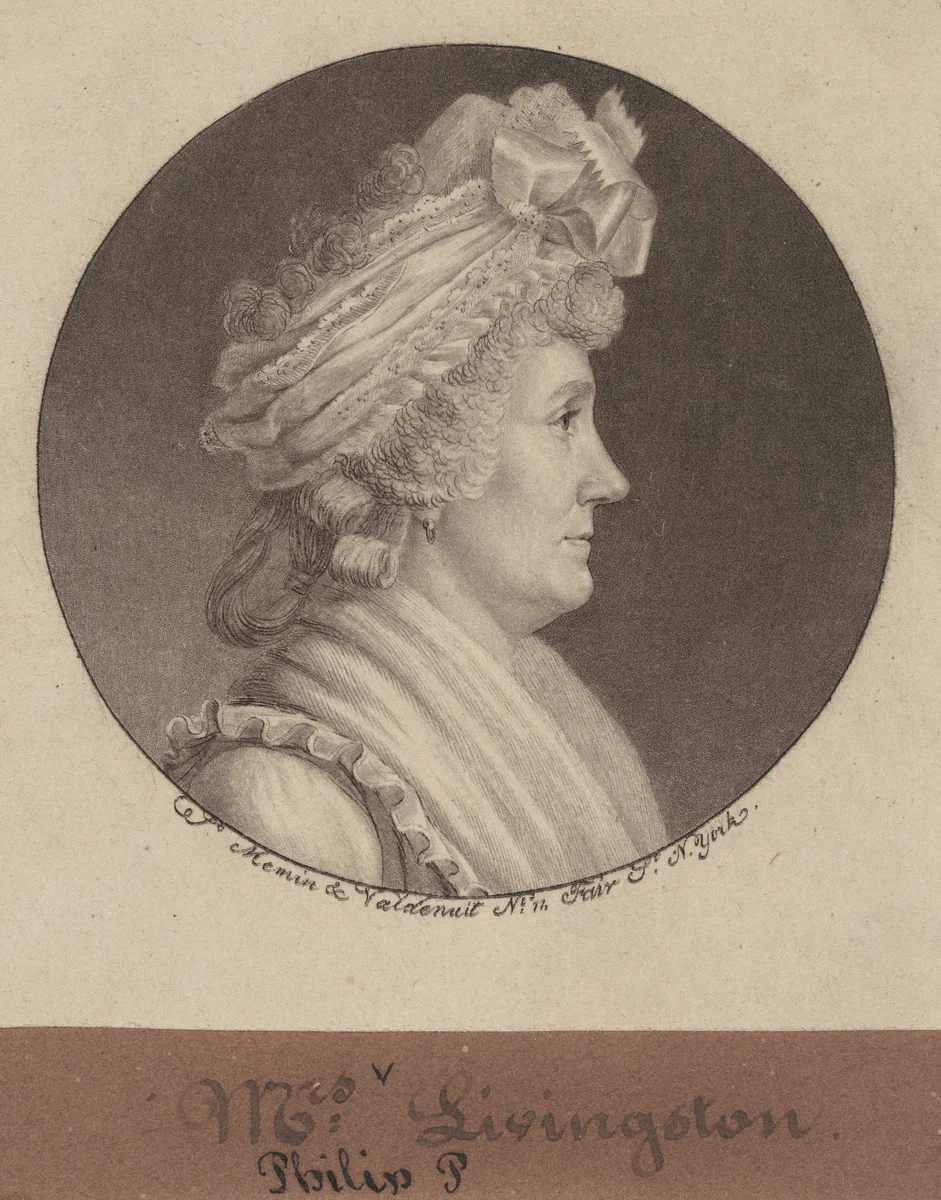 Sarah Johnson Livingston by Charles B. J. Févret de Saint-Mémin, print, 1797