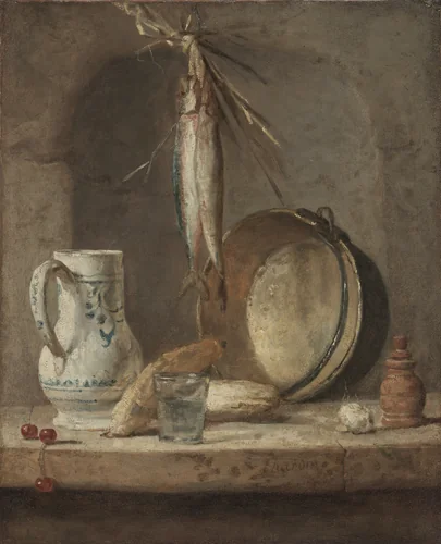 Still Life with Herrings by Jean-Siméon Chardin, painting, 1730-1740