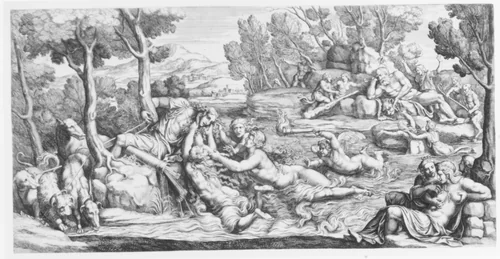 Hylas and the Water Nymphs by Pietro Santi Bartoli, print, 1630-1710