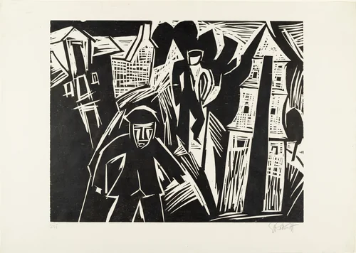 Harbor Street (Hafenstrasse) by Karl Schmidt-Rottluff, print, 1923