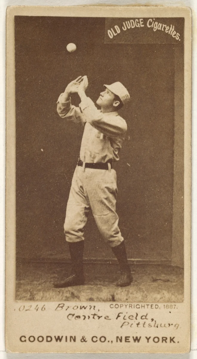 Thomas "Tom" Tarlton Brown, Center Field, Pittsburgh, from the Old Judge series (N172) for Old Judge Cigarettes by Goodwin & Company, photograph, 1887