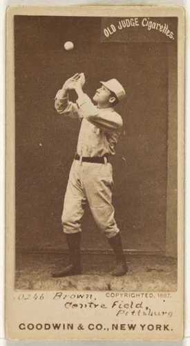 Thomas "Tom" Tarlton Brown, Center Field, Pittsburgh, from the Old Judge series (N172) for Old Judge Cigarettes by Goodwin & Company, photograph, 1887