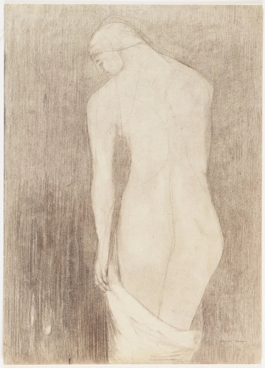 Nude Woman Seen from Behind by Odilon Redon, drawing, 1895