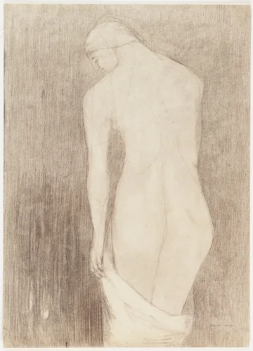 Nude Woman Seen from Behind by Odilon Redon, drawing, 1895