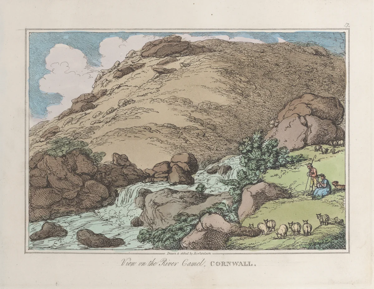 View on the River Camel, Cornwall by Thomas Rowlandson, print, 1822